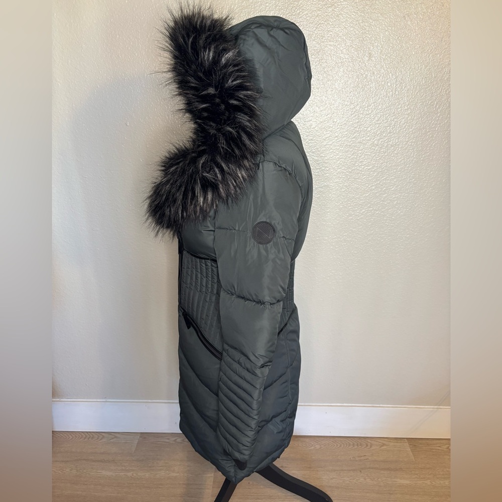 Noize Quilted Hooded Puffer Coat Jacket with Faux Fur Trim - Size XS - Picture 4 of 14